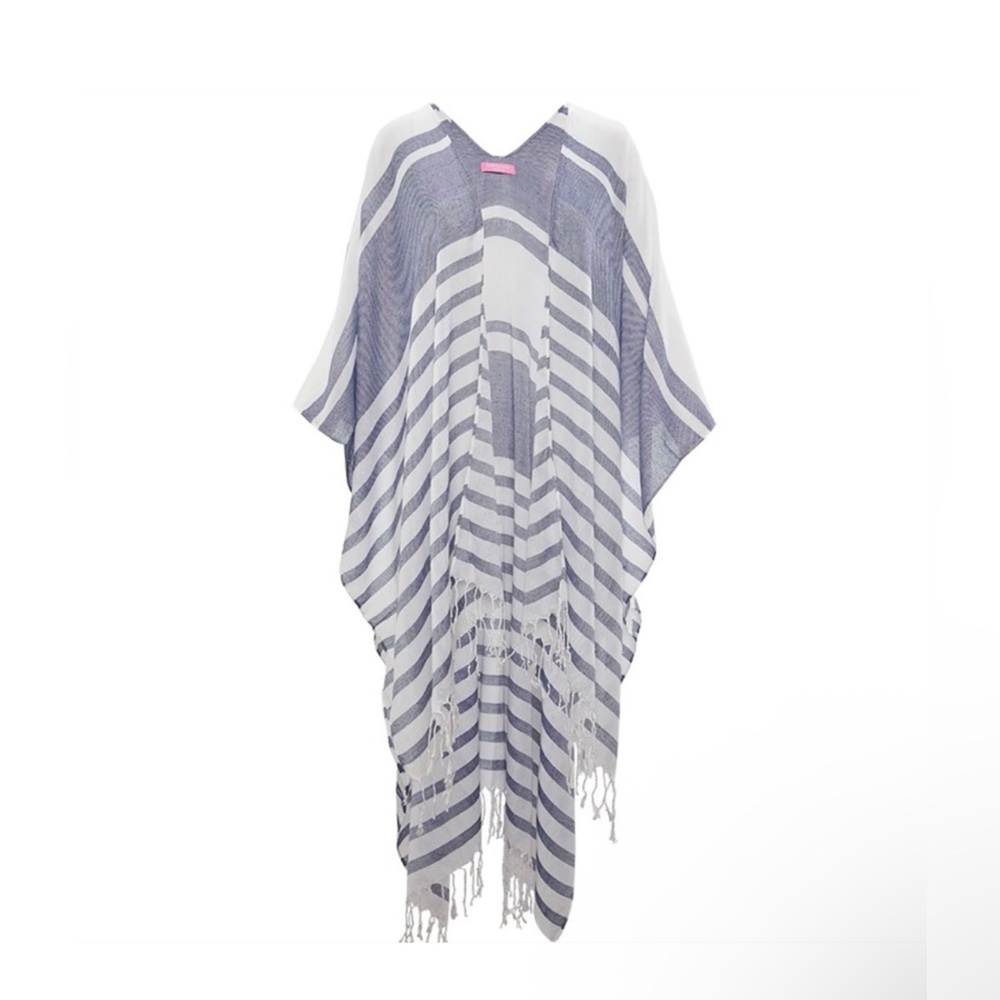 Isaac Mizrahi Navy and White Striped Swim Coverup